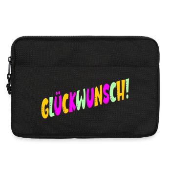 Geburtstagsgrüße Schriftzug Glückwunsch Abschluss - Laptoptasche 13" - Schwarz - Vorne