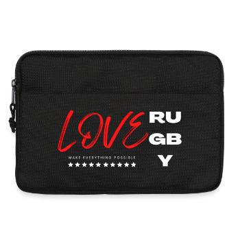 love rugby- J'aime le rugby - Rugby is life - Sacoche pour ordinateur portable 13 pouces - noir - Devant