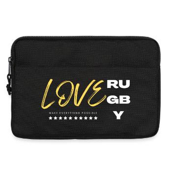 Love rugby yellow - Sacoche pour ordinateur portable 13 pouces - noir - Devant