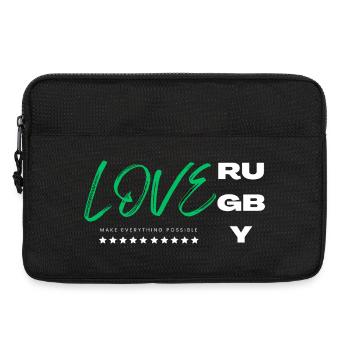 Love rugby green - Sacoche pour ordinateur portable 13 pouces - noir - Devant
