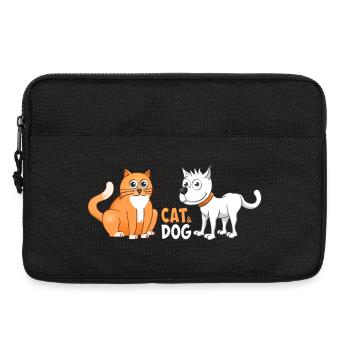Illustration joyeuse d’un chat et d’un chien. - Sacoche pour ordinateur portable 13 pouces - noir - Devant
