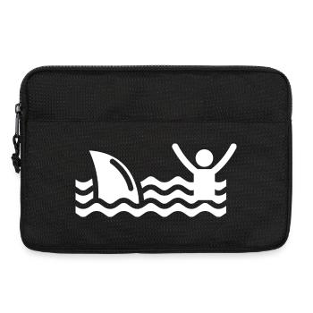T Shirt Shark Swimming Rescue fun surf beach - Laptop bag 13" - black - Front