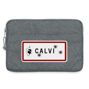 Panneau d’entrée de la ville de Calvi - Sacoche pour ordinateur portable 13 pouces - gris chiné - Devant