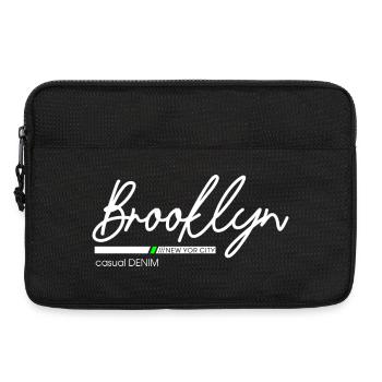 Stadtbild mit Neonlichtern und Bergblick - Laptoptasche 13" - Schwarz - Vorne