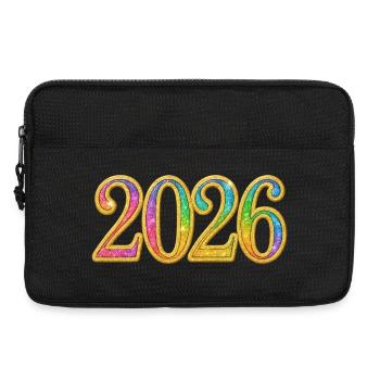 Silvester Neujahr | Funkelnde Jahreszahl 2026 - Laptoptasche 13" - Schwarz - Vorne