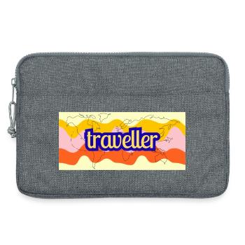 Ruban de carte du monde du voyageur - Sacoche pour ordinateur portable 13 pouces - gris chiné - Devant