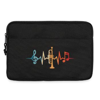 Trompette, battement de cœur, trompettiste, musicien - Sacoche pour ordinateur portable 13 pouces - noir - Devant