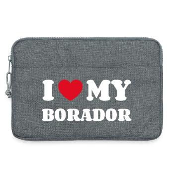 J’aime mon propriétaire de chien Borador - Sacoche pour ordinateur portable 13 pouces - gris chiné - Devant