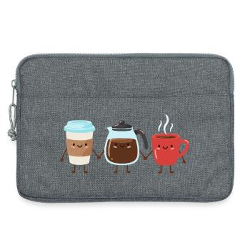 Funny Coffee Cartoon Caffeine Art - Laptop bag 13" - heather grey - Front