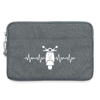 Moped Motorroller EKG Herzschlag Herzfrequenz - Laptoptasche 13" - Grau meliert - Vorne