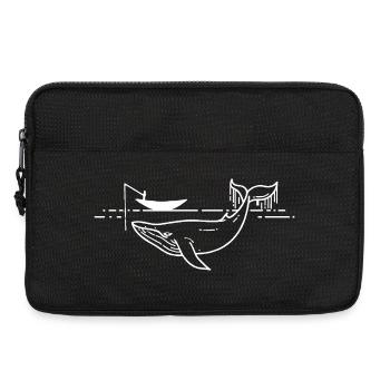 Minimal Whale Line Art on Sea - Laptop bag 13" - black - Front