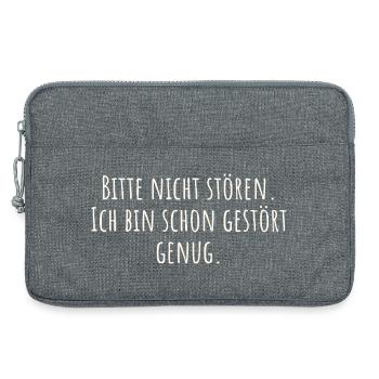 Bitte nicht stören. Ich bin schon gestört genug. - Laptoptasche 13" - Grau meliert - Vorne
