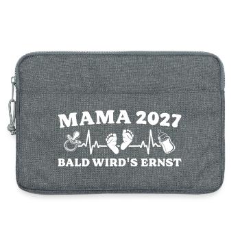Mama 2027 Bald wird's ernst Schwangerschaft - Laptoptasche 13" - Grau meliert - Vorne