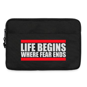 Life Begins Where Fear Ends Motivierend Zitat Logo - Laptoptasche 13" - Schwarz - Vorne