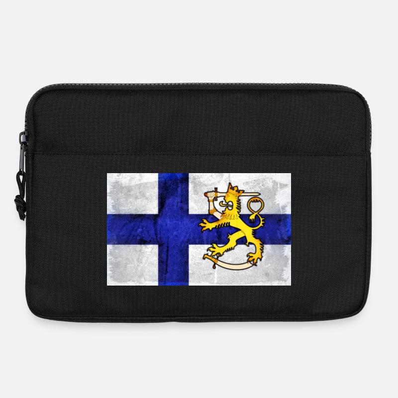 Finnland Flagge + Löwe - Laptoptasche 13" - Schwarz