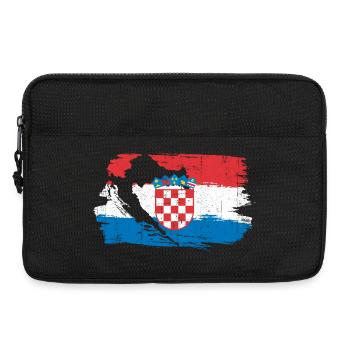 Croatian Crest Brush Flag - Laptop bag 13" - black - Front