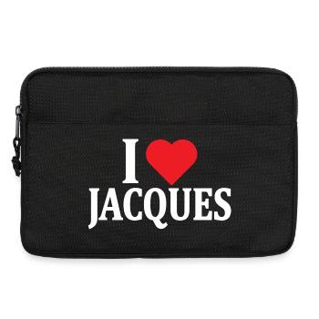 nom t-shirt J’aime Jacques idée cadeau t-shirt - Sacoche pour ordinateur portable 13 pouces - noir - Devant
