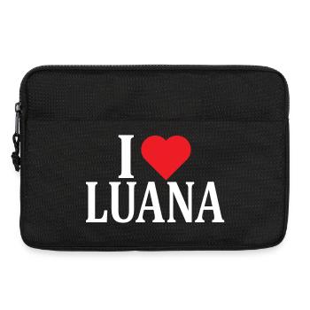 nom du t-shirt J’adore Luana idée cadeau t-shirt - Sacoche pour ordinateur portable 13 pouces - noir - Devant