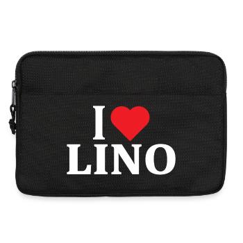 nom du t-shirt J’adore Lino idée cadeau t-shirt - Sacoche pour ordinateur portable 13 pouces - noir - Devant