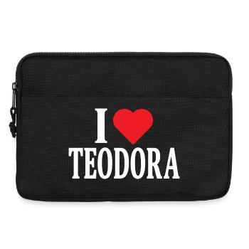 t-shirt j’aime Teodora t-shirt idée cadeau - Sacoche pour ordinateur portable 13 pouces - noir - Devant