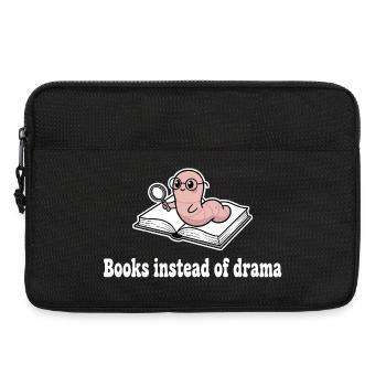 Bücher statt Drama: Wurm mit Lupe - Laptoptasche 13" - Schwarz - Vorne