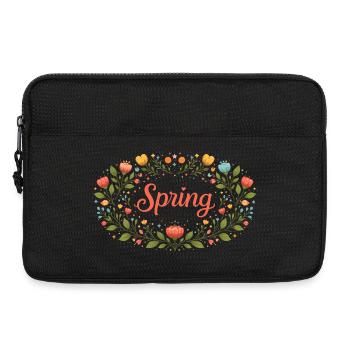 Spring lettering in floral spring wreath - Laptop bag 13" - black - Front