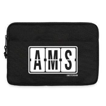 Amsterdam AMS, souvenir de t-shirt à capuche de ville - Sacoche pour ordinateur portable 13 pouces - noir - Devant