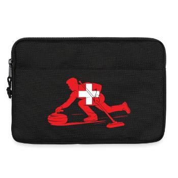 Joueur de curling Suisse Fan de sports de glace - Sacoche pour ordinateur portable 13 pouces - noir - Devant