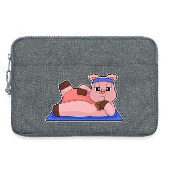 Pig Yoga Fitness Gymnastics - Laptop bag 13" - heather grey - Front