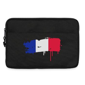 Un drapeau français peint avec un coup de pinceau - Sacoche pour ordinateur portable 13 pouces - noir - Devant