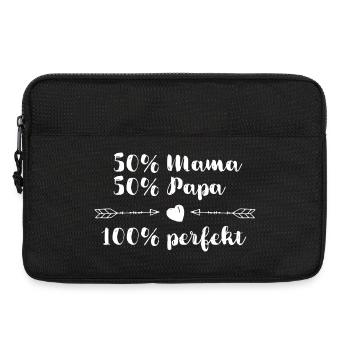 50% Mama + 50% Papa = 100% perfekt - Laptoptasche 13" - Schwarz - Vorne