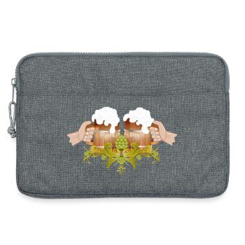 two filled beer mugs To toast Cheers - Laptop bag 13" - heather grey - Front