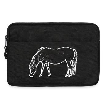 cheval blanc cheval blanc t-shirt cadeau cavalier - Sacoche pour ordinateur portable 13 pouces - noir - Devant