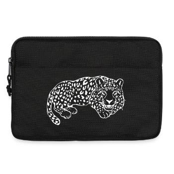 Leopard Katzenshirt Leparden T-shirt Geschenk - Laptoptasche 13" - Schwarz - Vorne