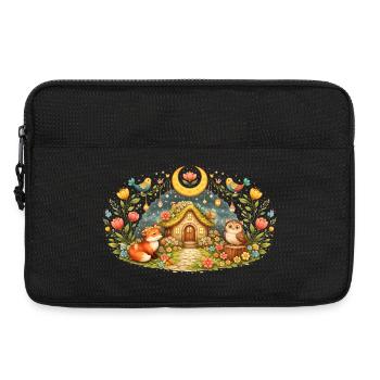 Magical Spring House with Fox and Owl - Laptop bag 13" - black - Front