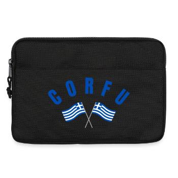 Corfou avec drapeaux grecs croisés - Sacoche pour ordinateur portable 13 pouces - noir - Devant