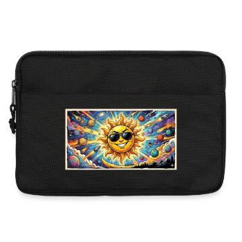 Sonne mit Sonnenbrille im Kosmos - Laptoptasche 13" - Schwarz - Vorne