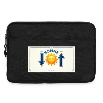 Minimalistische Balance: Sonne & Pfeile - Laptoptasche 13" - Schwarz - Vorne