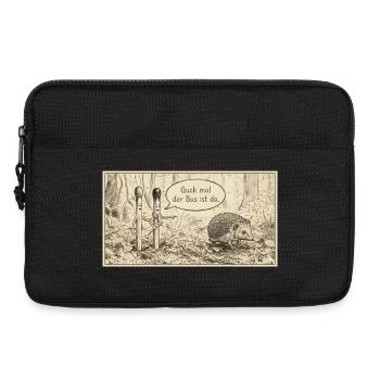 Bus im Wald: Igel trifft Streichholzduo - Laptoptasche 13" - Schwarz - Vorne