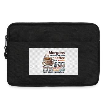 Kaffee Morgen Spruch Illustration - Laptoptasche 13" - Schwarz - Vorne