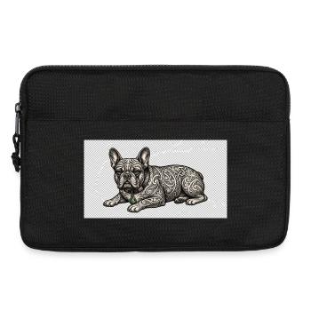 Ornate Bulldog Tattoo Muster - Laptoptasche 13" - Schwarz - Vorne