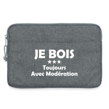 Je Bois Toujours Avec Modération - Sacoche pour ordinateur portable 13 pouces - gris chiné - Devant
