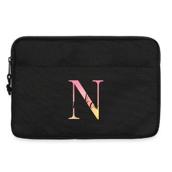 N | Monogram | Name | Nika |Watercolor - Laptop bag 13" - black - Front
