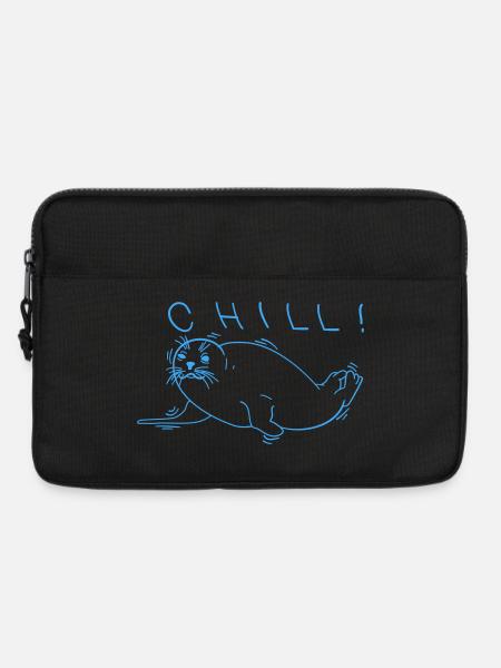 Blaue Robbe – entspanntes Meerestier-Motiv - Laptoptasche 13" - Schwarz
