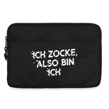 ICH ZOCKE ALSO BIN ICH! Lustiges Statement - Laptoptasche 13" - Schwarz - Vorne