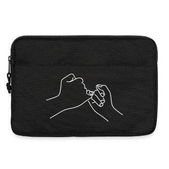 Pinky Promise – Dessin au trait minimaliste - Sacoche pour ordinateur portable 13 pouces - noir - Devant
