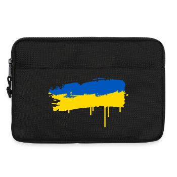 Blau-gelbe Pinselstrich-Flagge im Splash-Stil - Laptoptasche 13" - Schwarz - Vorne