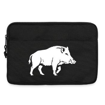 Wildschwein Silhouette Schatten Clean Vektor - Laptoptasche 13" - Schwarz - Vorne