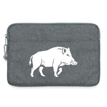 Wildschwein Silhouette Schatten Clean Vektor - Laptoptasche 13" - Grau meliert - Vorne