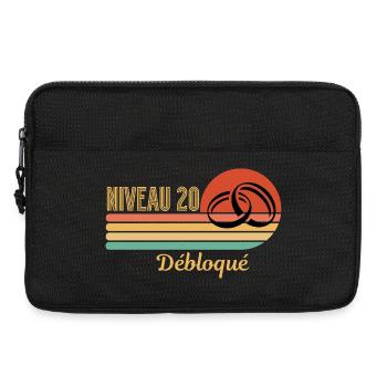 Niveau 20 débloqué design rétro graphique - Sacoche pour ordinateur portable 13 pouces - noir - Devant
